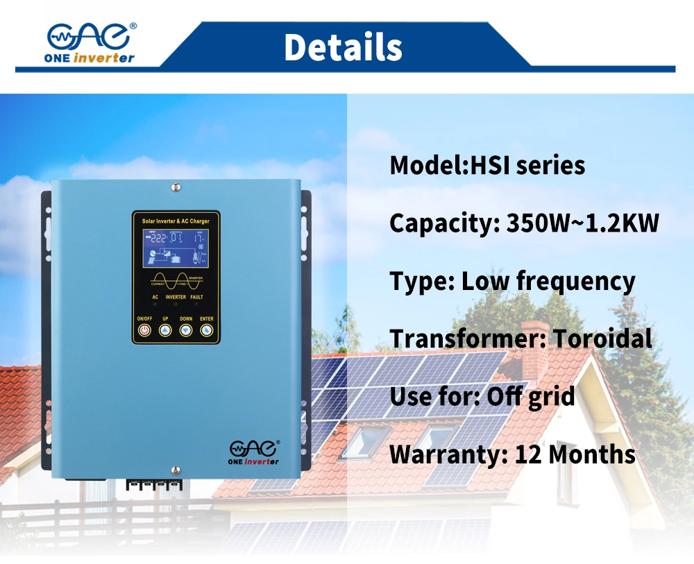 Low Frequency 12VDC 220VAC Inverters Pure Sine Wave Hybrid Solar Inverter 500W with PWM Charge Controller